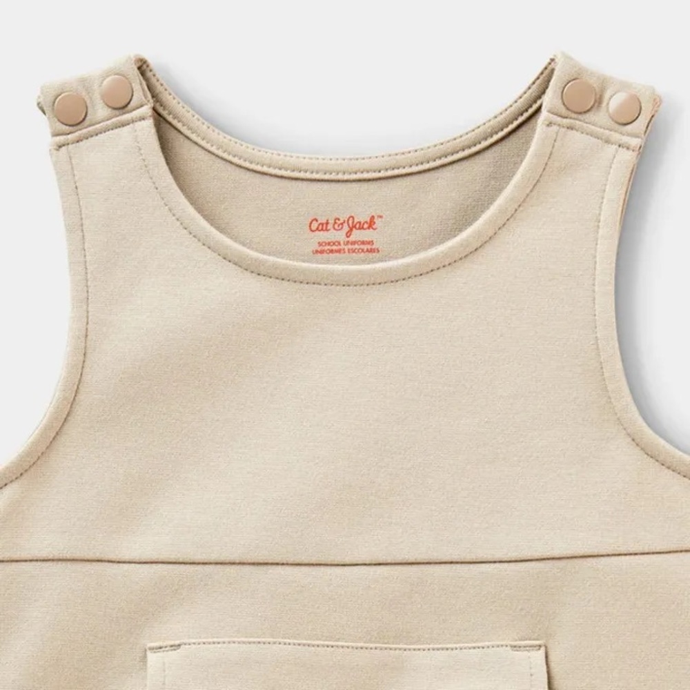 Cat & Jack Toddler Girls Adaptive School Uniform Sleeveless Dress - Khaki 3t - Picture 2 of 6